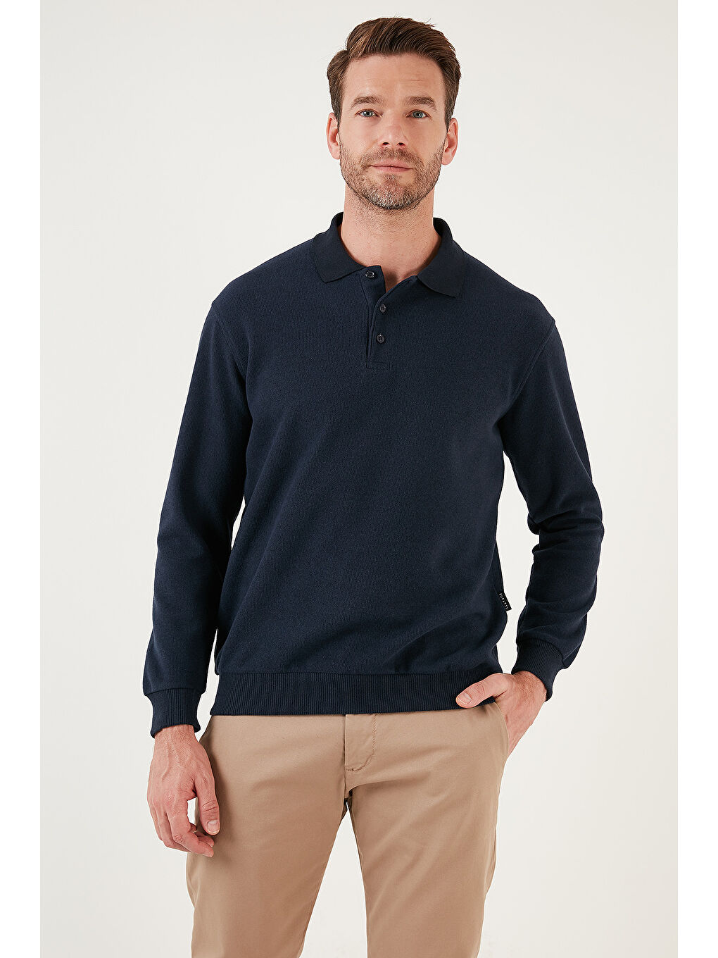 Bej Pamuk Karışımlı Regular Fit 2'li Paket Polo Yaka Kazak 456223S2-1