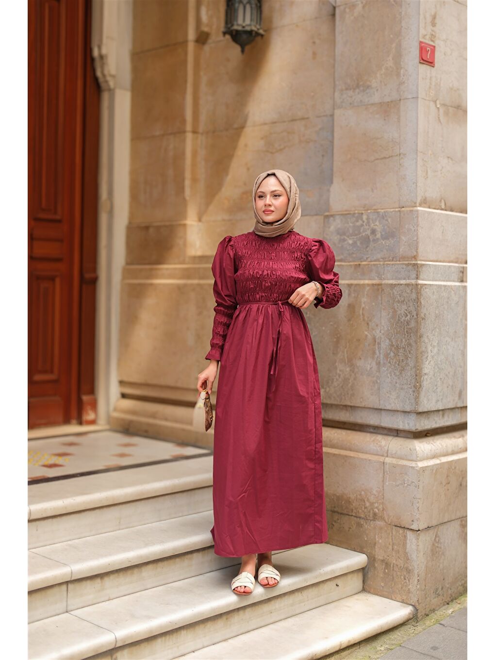 Locco Moda Kadın Gipeli Elbise Bordo - 1