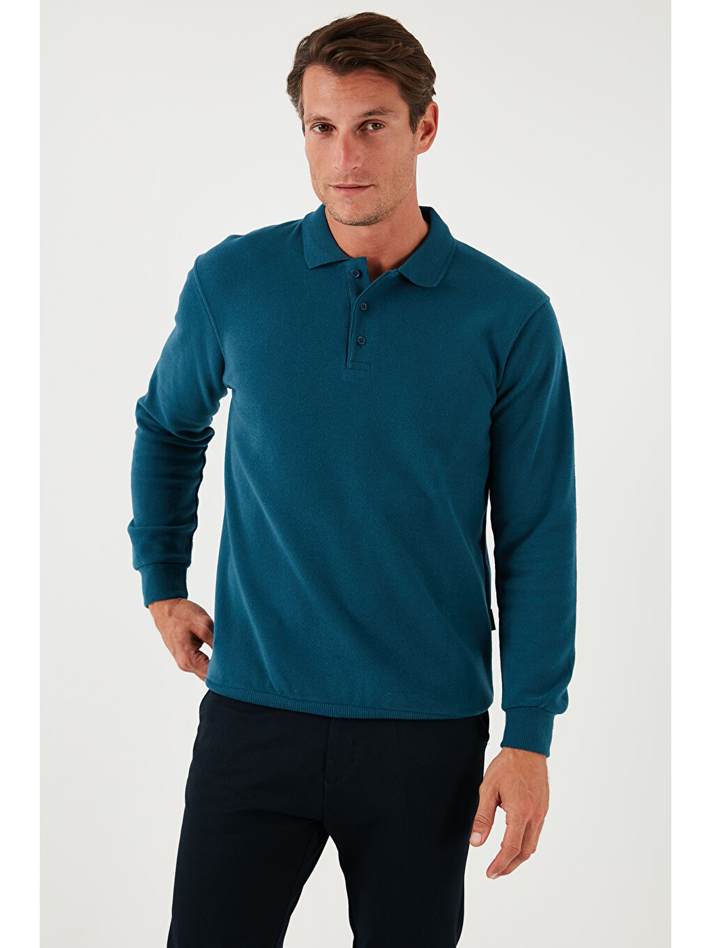 Gri Pamuk Karışımlı Regular Fit 2'li Paket Polo Yaka Kazak 456223S2-1