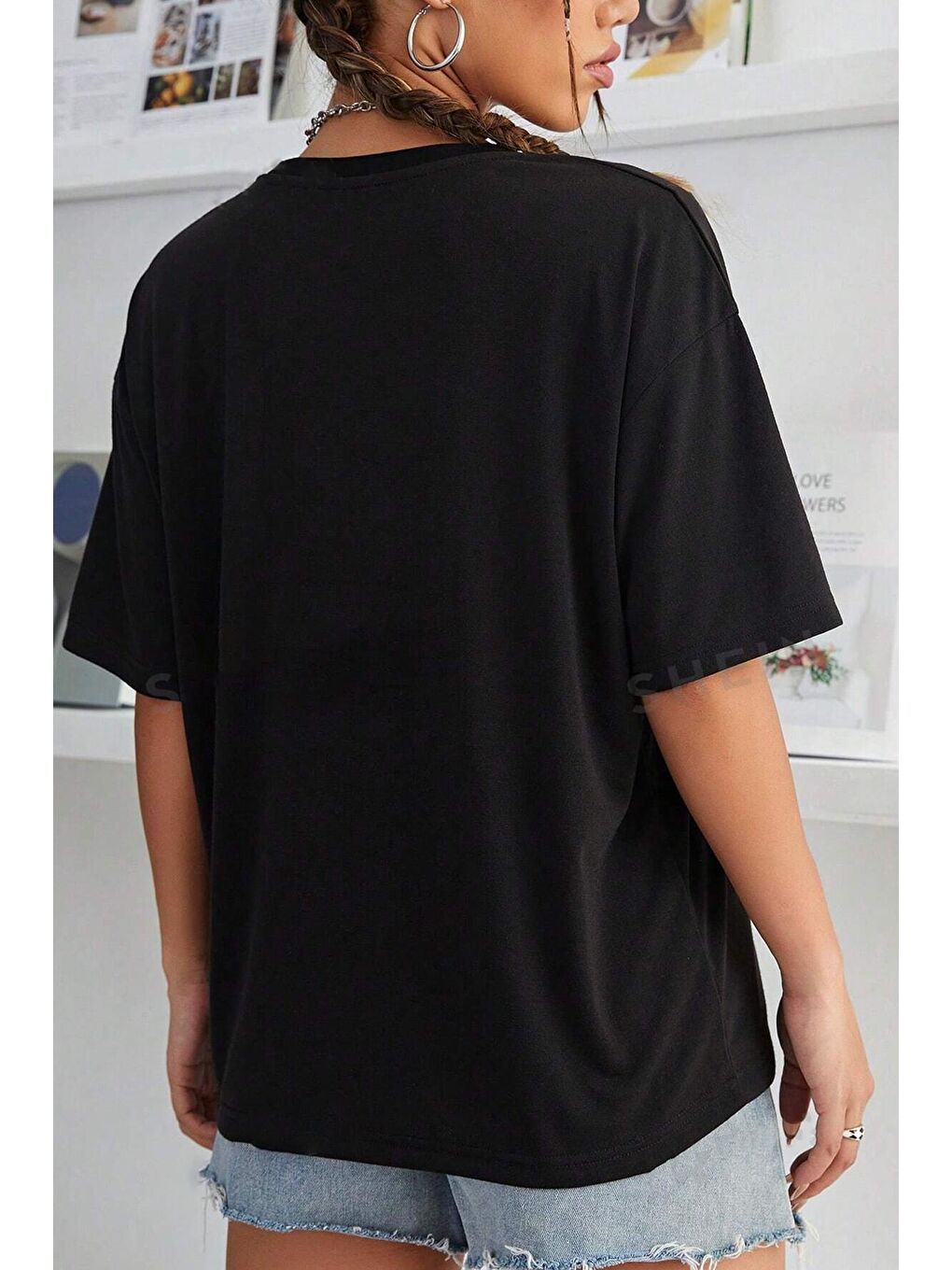 uyguntarz Siyah Unisex Looking Baskılı Oversize Tshirt - 2