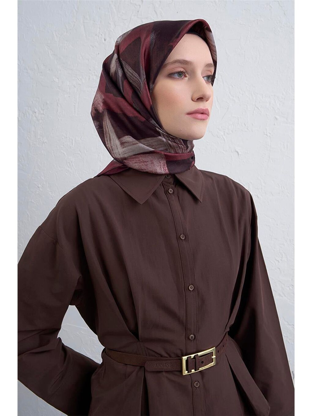 Bordo Saf İpek Sura Eşarp 9413D 81-1