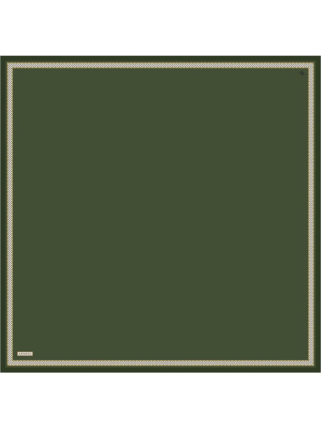 Haki Su Yolu Desenli Saf İpek Twill Eşarp 9444D 05