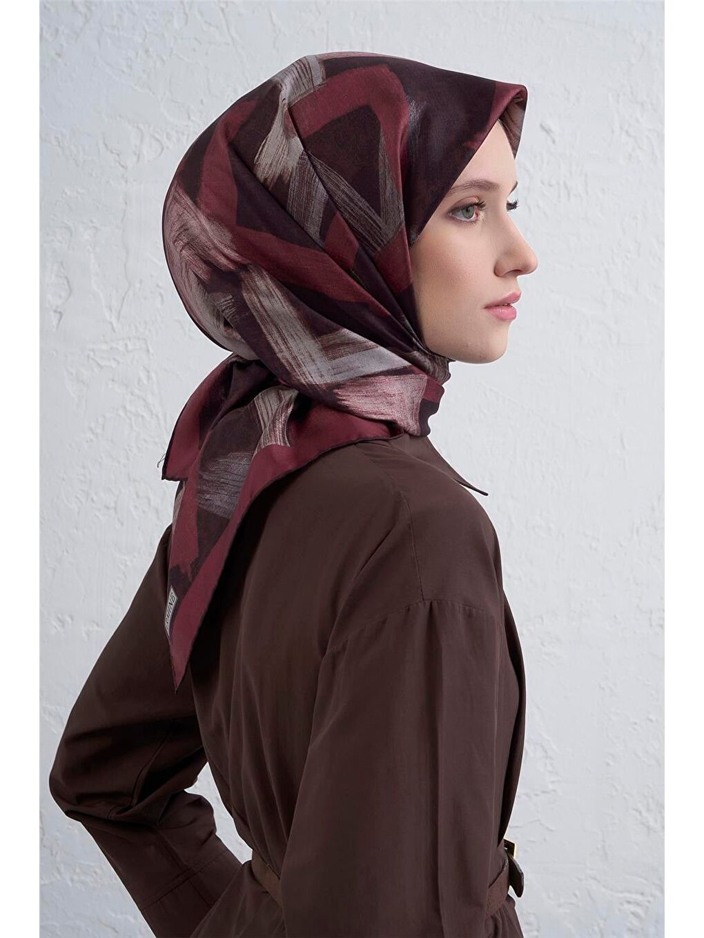 Bordo Saf İpek Sura Eşarp 9413D 81-2