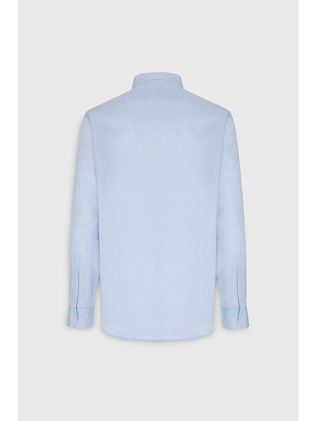 Erkek Açık Mavi Comfort Fit Rahat Kesim Düğmeli Yaka Casual Keten Gömlek-8