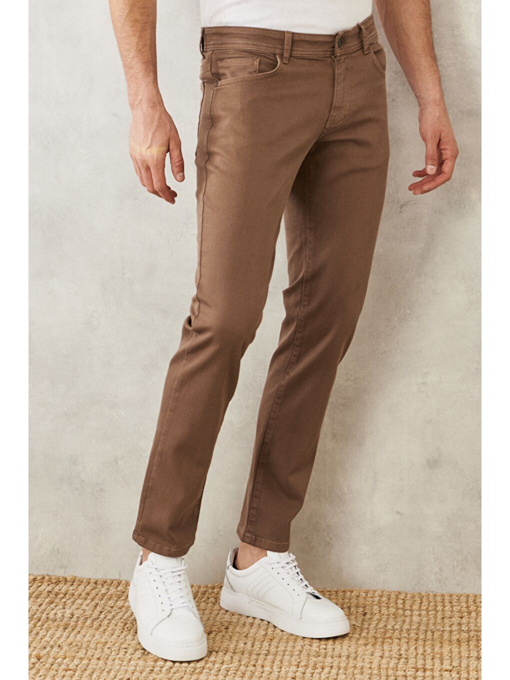 Bej Erkek Vizon 360 Derece Her Yöne Esneyen Slim Fit Dar Kesim Pamuklu Rahat Pantolon
