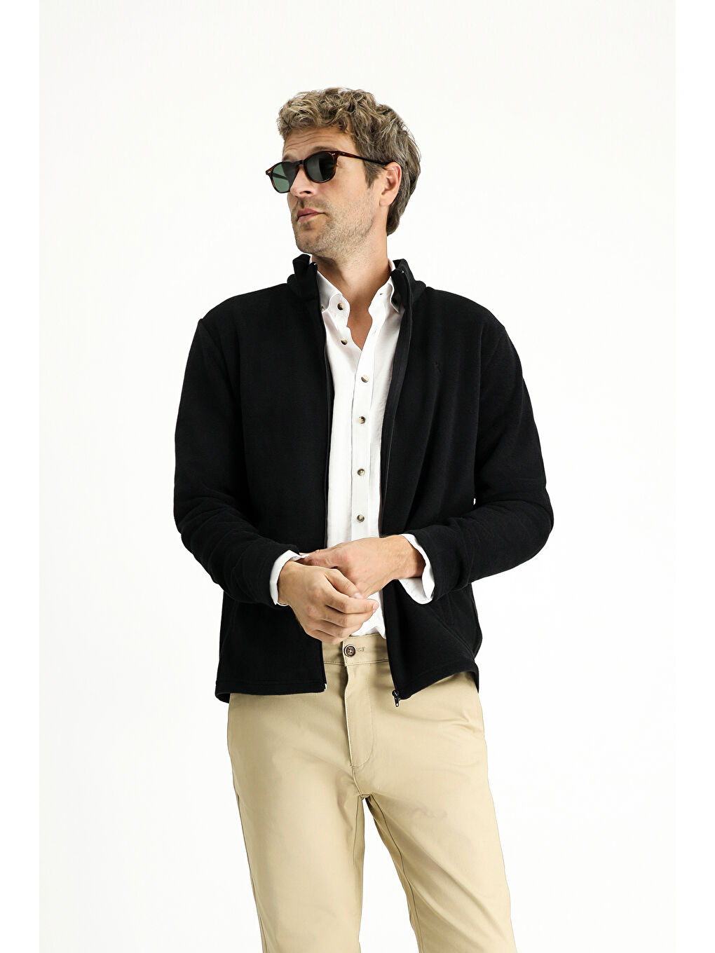 Siyah Fermuarlı Polar Sweatshirt