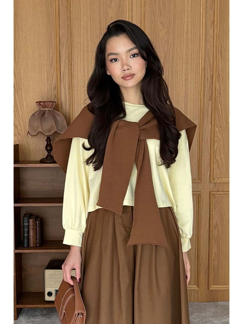 Kahverengi Camel Şal Atkı