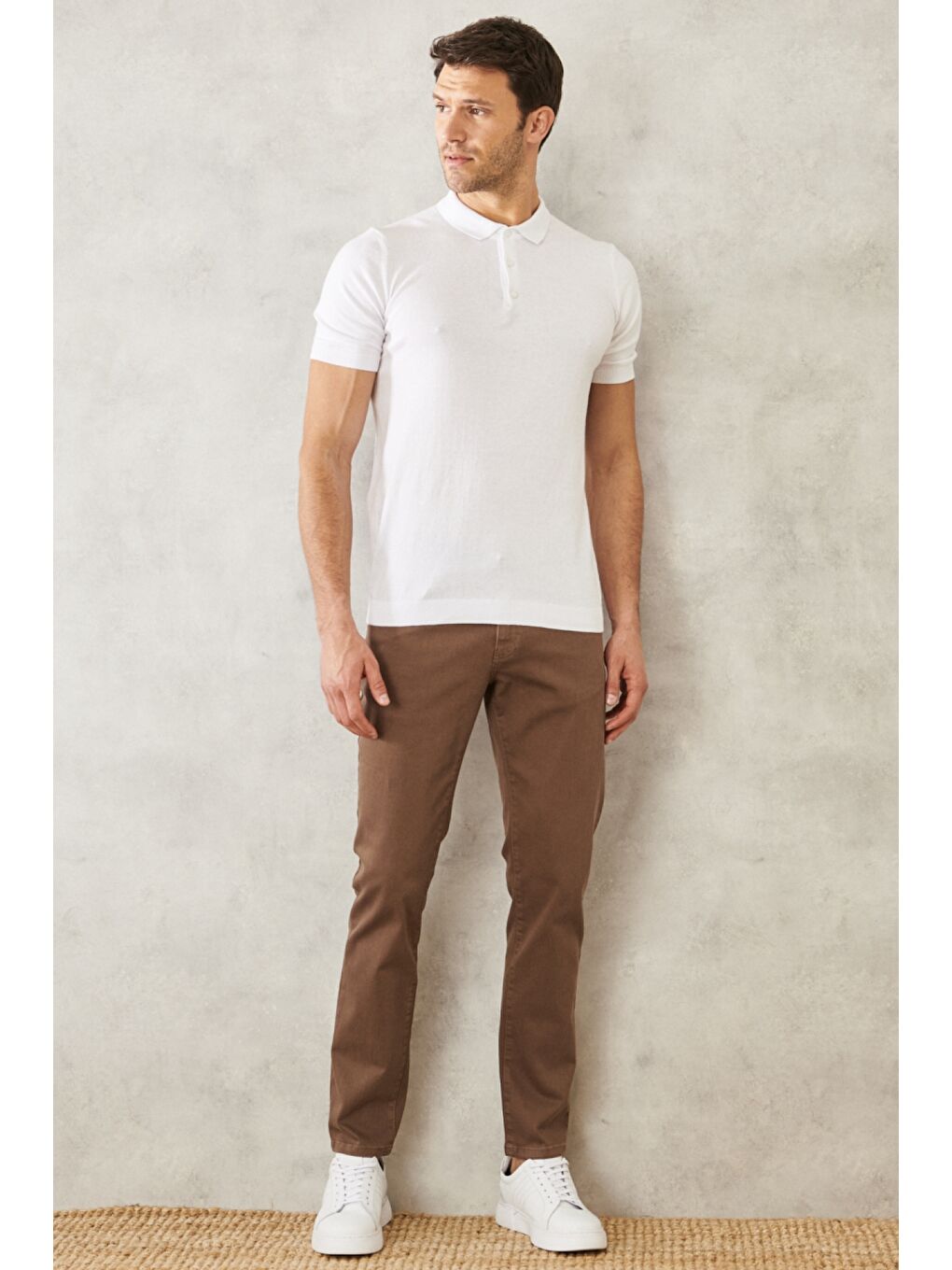 Bej Erkek Vizon 360 Derece Her Yöne Esneyen Slim Fit Dar Kesim Pamuklu Rahat Pantolon-1