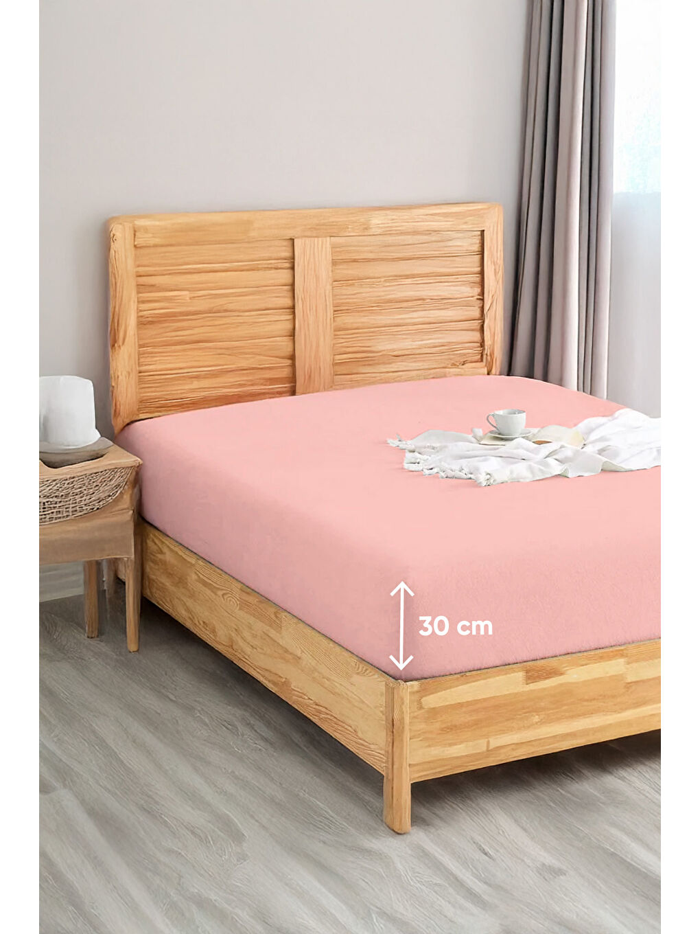 UPSTYLE Penye Lastikli Çarşaf Pamuklu Jersey Tek Kişilik 100x200cm Pembe - 2