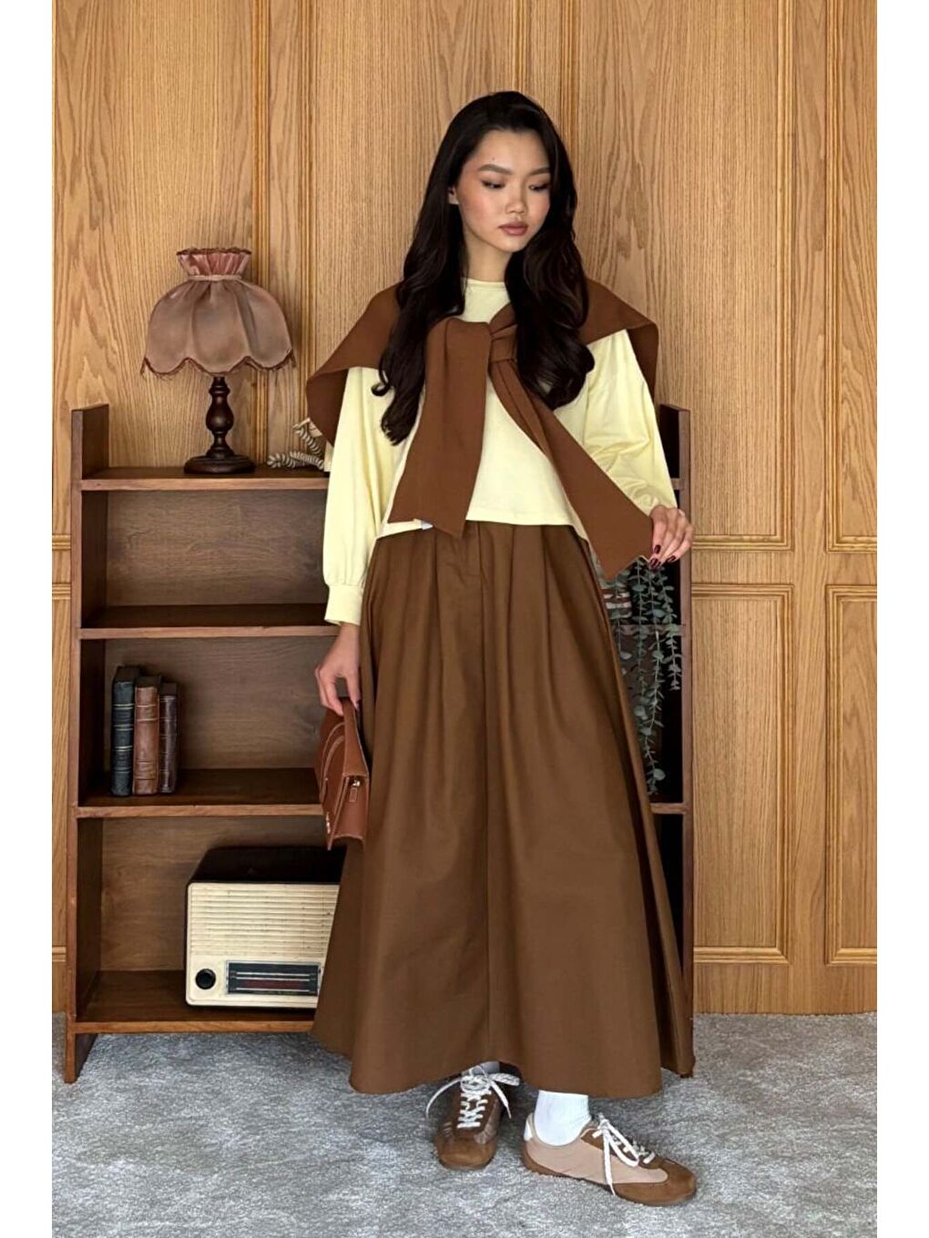 Kahverengi Camel Şal Atkı-2