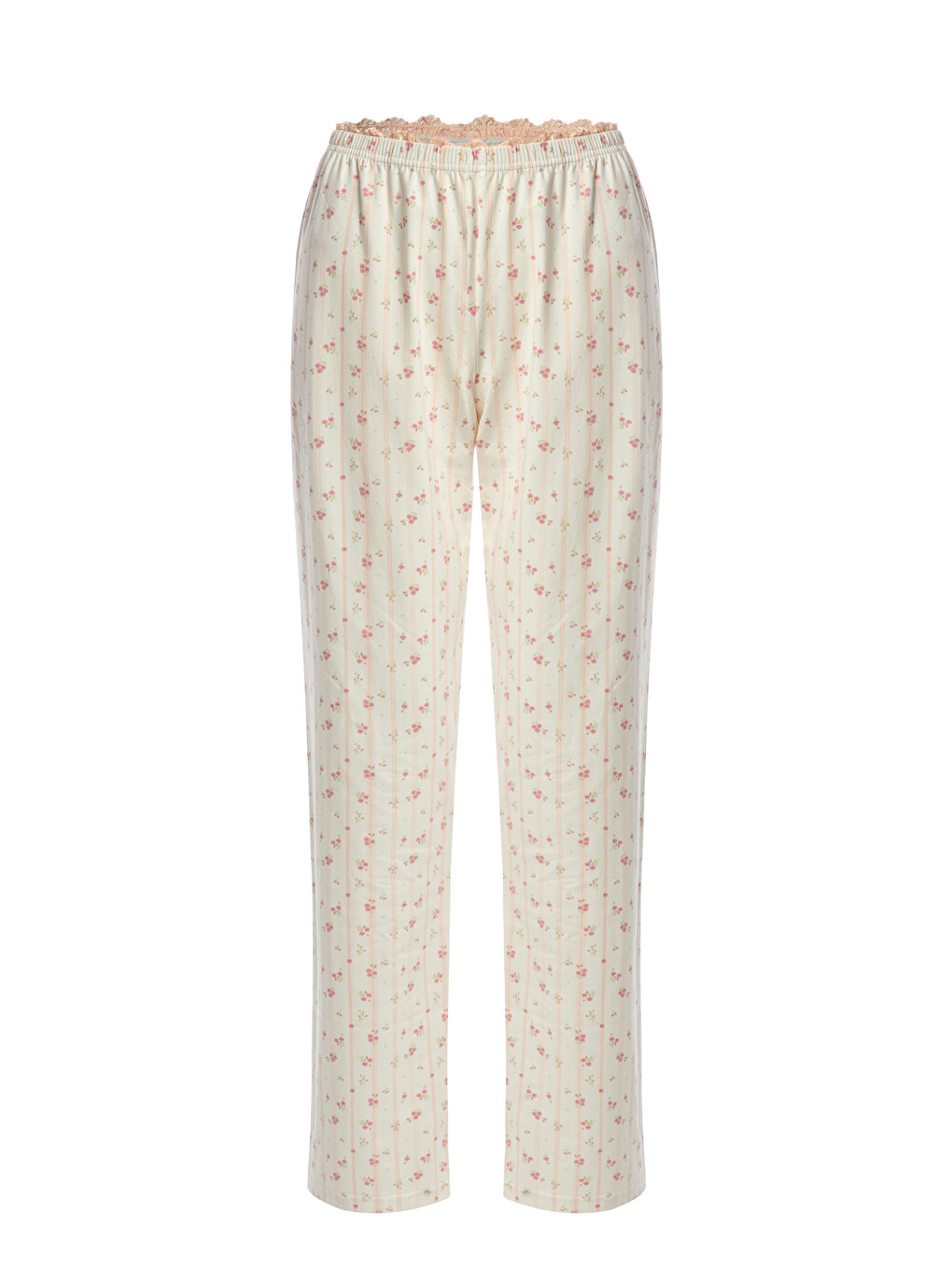 Pembe Kadın Pamuklu Kaplı Askılı Dantelli Pijama Takımı-3