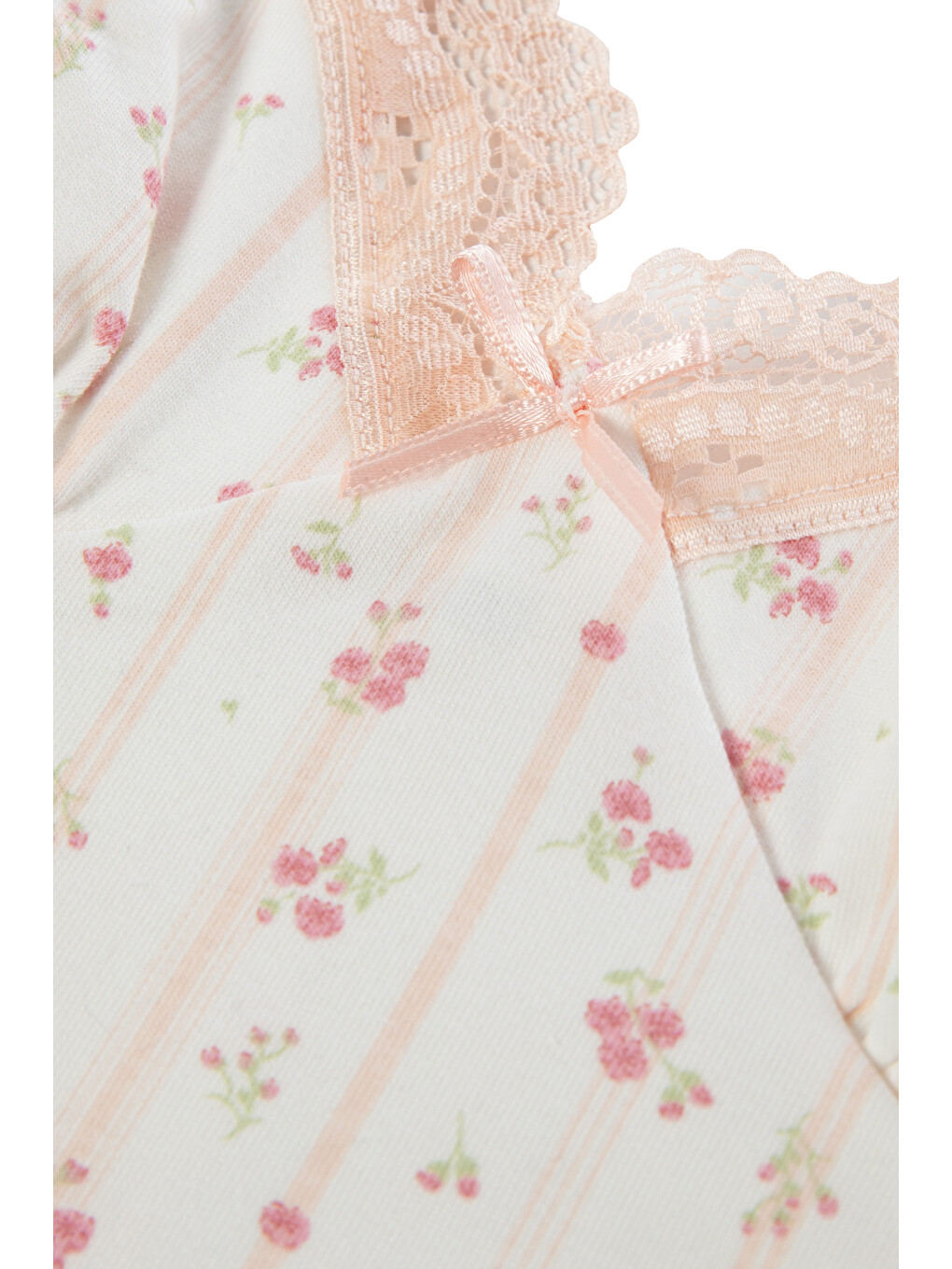 Pembe Kadın Pamuklu Kaplı Askılı Dantelli Pijama Takımı-4