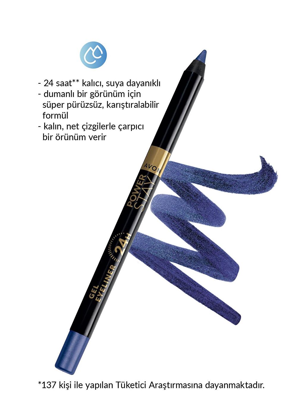 AVON Renksiz Power Stay Jel Eyeliner Cobalt - 3