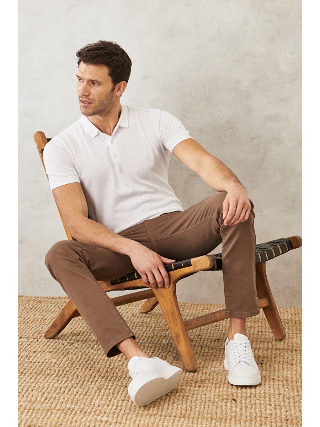 Bej Erkek Vizon 360 Derece Her Yöne Esneyen Slim Fit Dar Kesim Pamuklu Rahat Pantolon-2