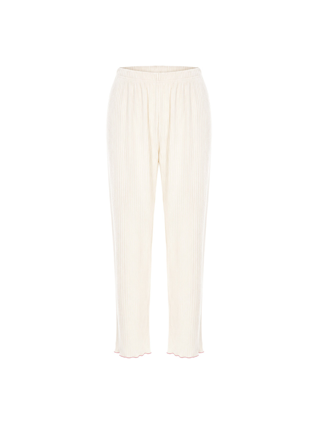 Ekru Kadın Soft Touch Fitilli Uzun Kollu Pijama Takımı-4