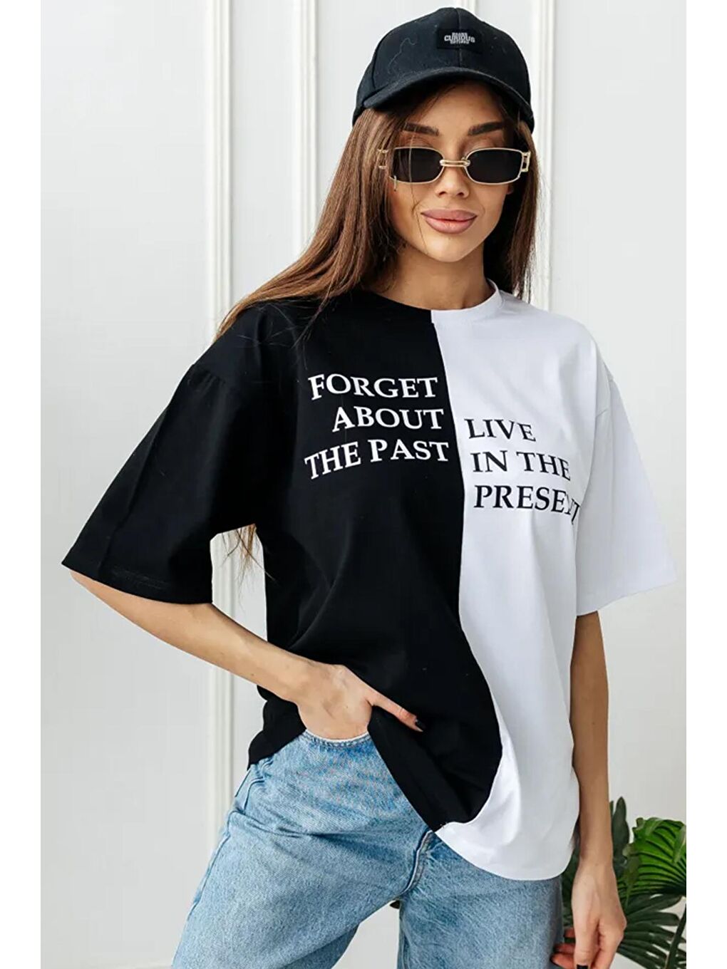 uyguntarz Siyah Unisex Forget Live Baskılı Oversize Tshirt - 1