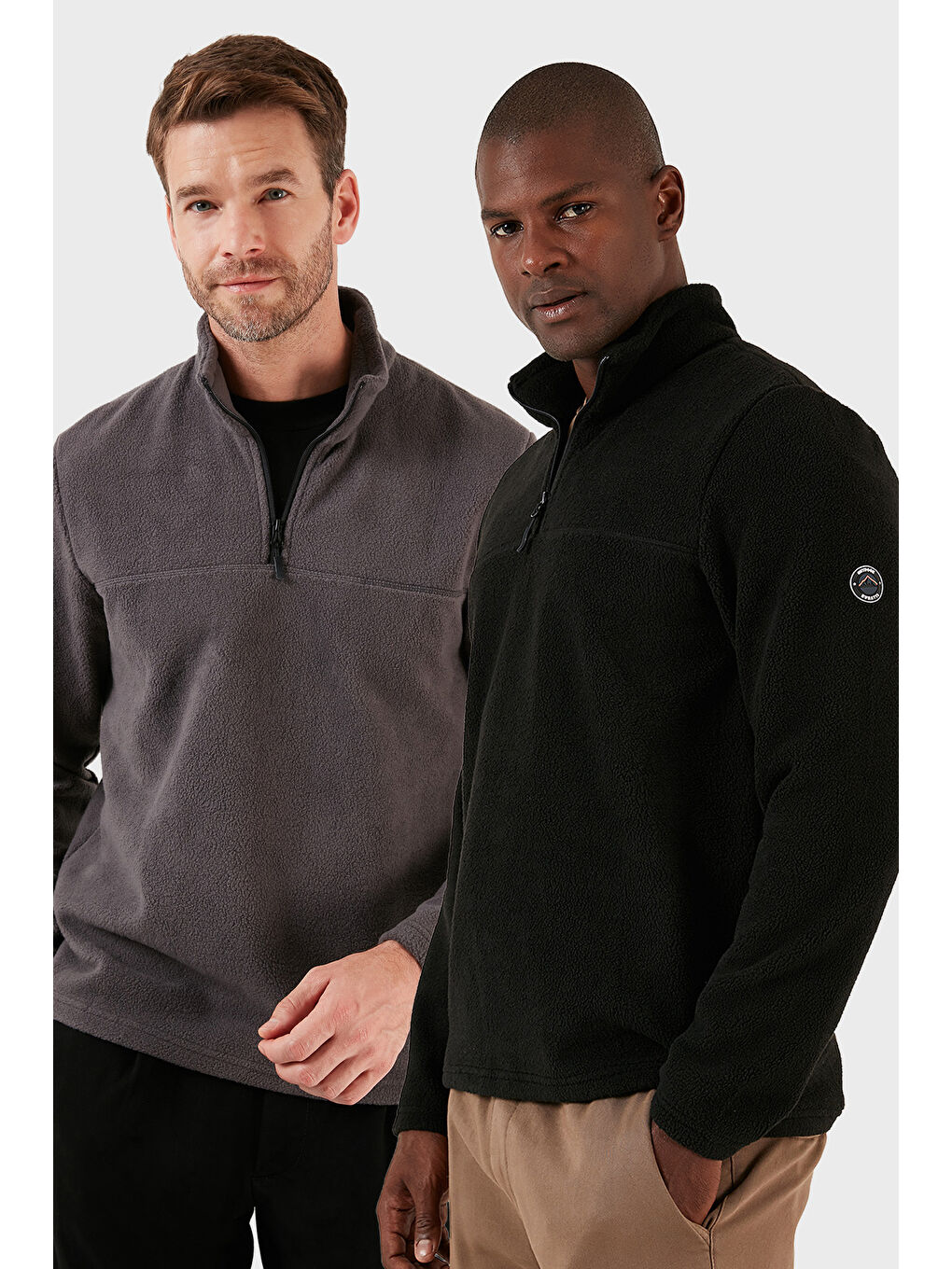 Gri Slim Fit Yarım Fermuarlı Yumuşak Dokulu Şardonlu 2'li Paket Polar 59060011S2