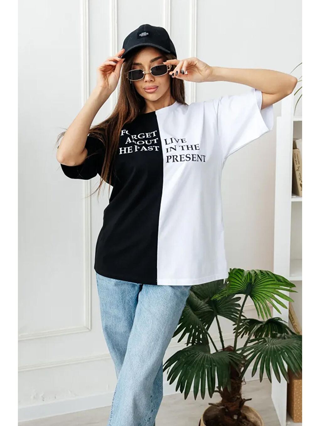 uyguntarz Siyah Unisex Forget Live Baskılı Oversize Tshirt - 2