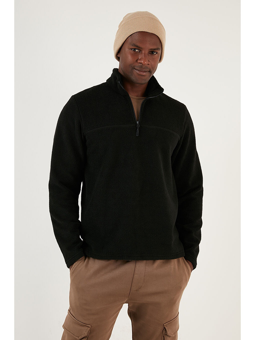 Gri Slim Fit Yarım Fermuarlı Yumuşak Dokulu Şardonlu 2'li Paket Polar 59060011S2-1