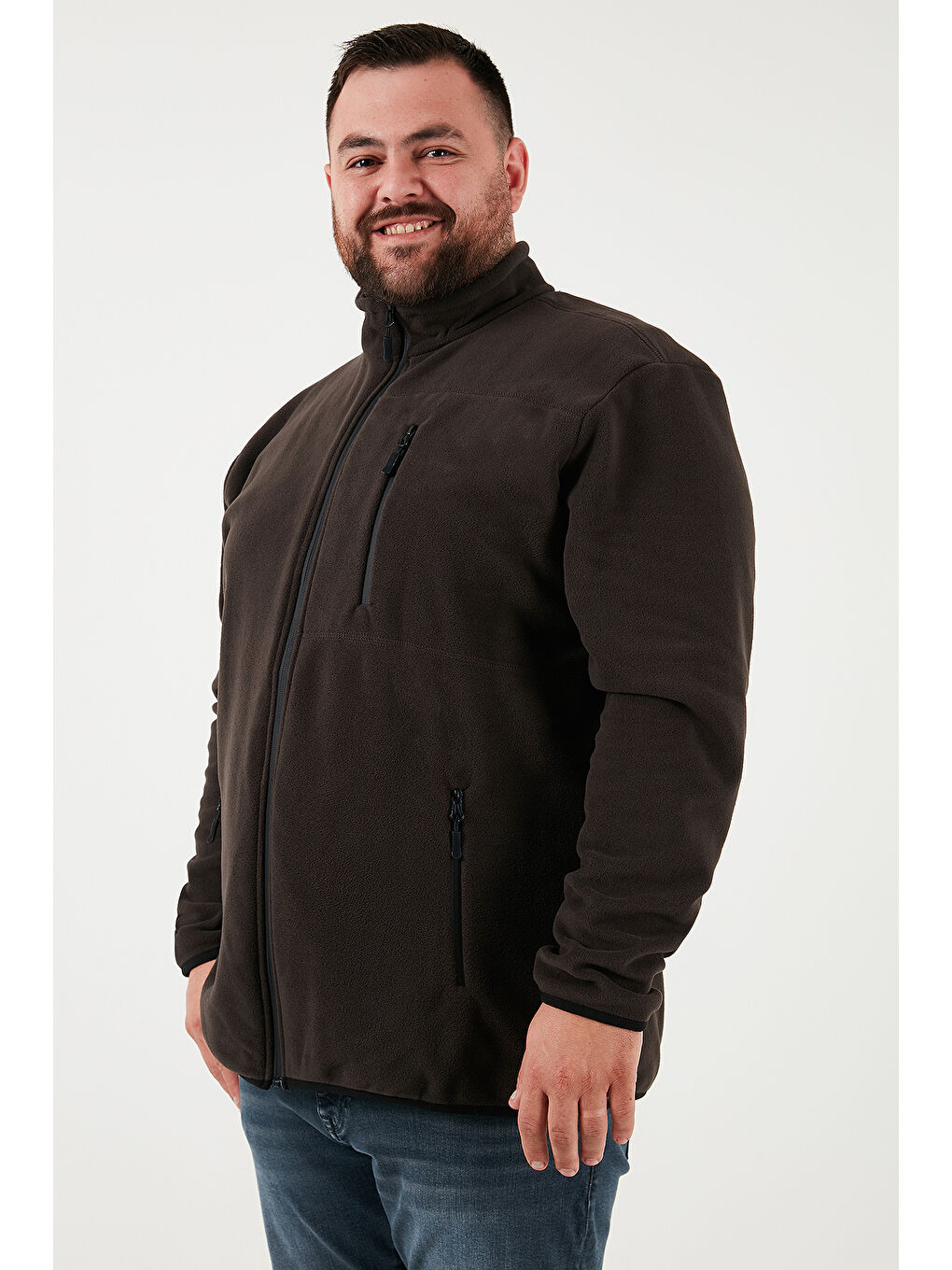 Yeşil Regular Fit Dik Yaka Fermuarlı Büyük Beden 2'li Paket Polar Hırka 5906028BS2-1