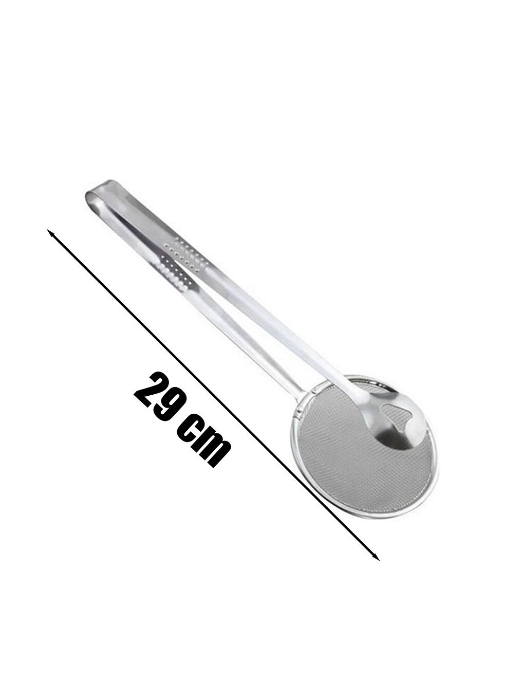 Gri Kızartma Maşası Paslanmaz Çelik Süzgeçli Maşa Kızartma Ve Haşlama Maşası Kevgiri - 29 cm-3