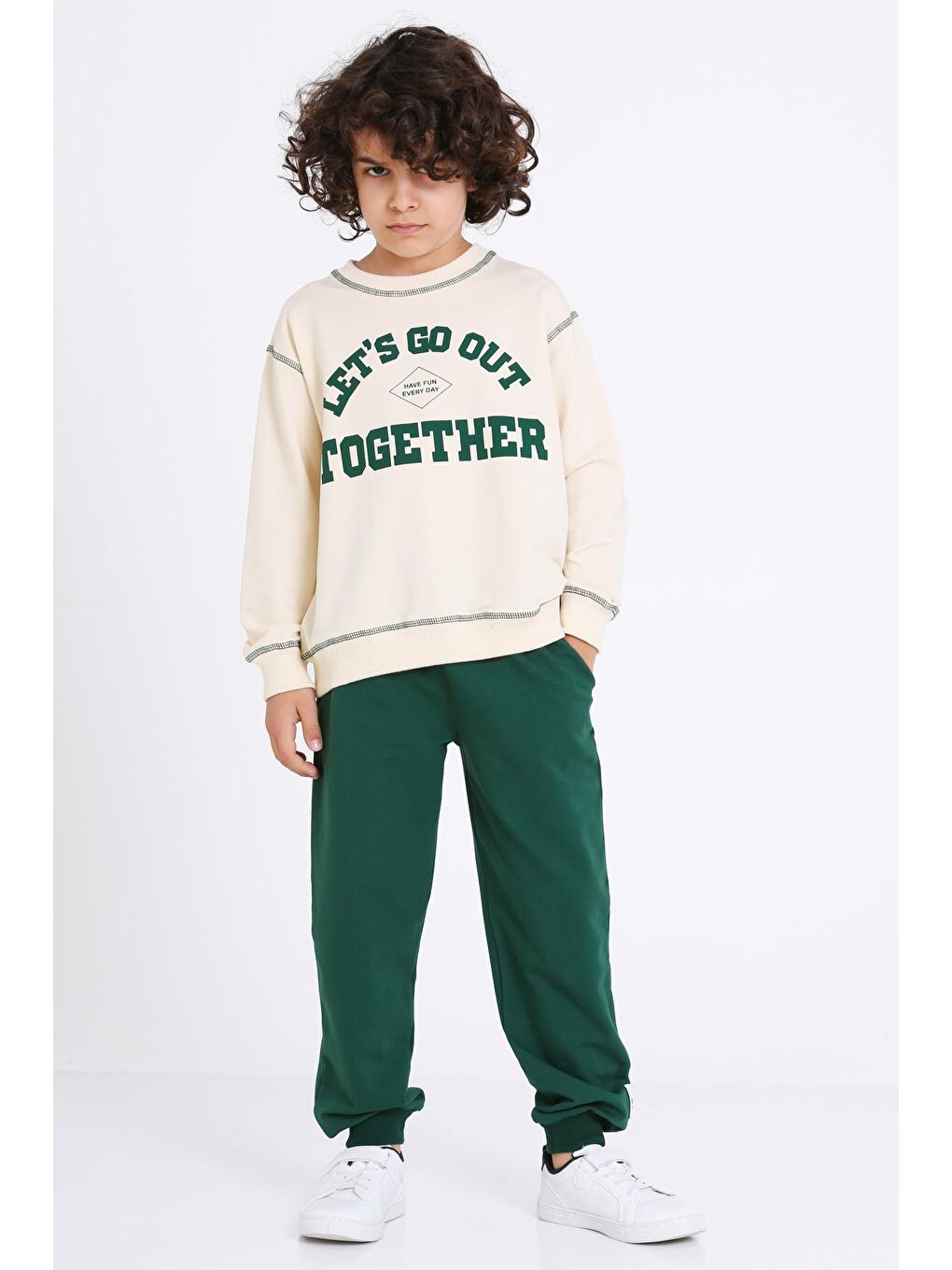 Erkek Çocuk Yeşil Let's Go Out Together Baskı 5-9 Yaş Takım - 23307-2