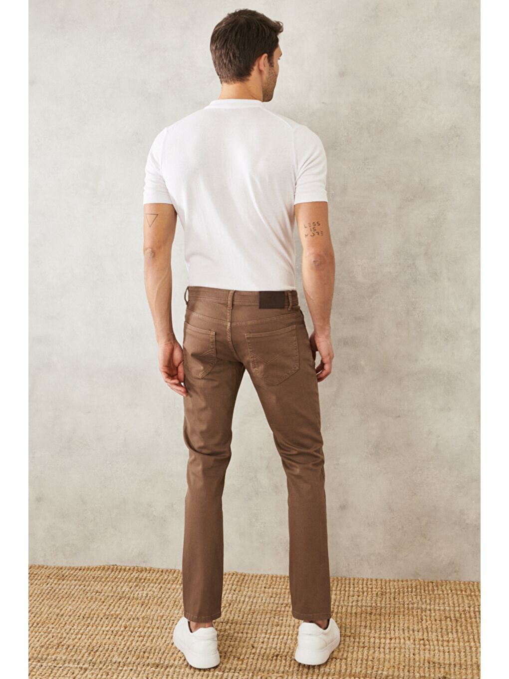 Bej Erkek Vizon 360 Derece Her Yöne Esneyen Slim Fit Dar Kesim Pamuklu Rahat Pantolon-4