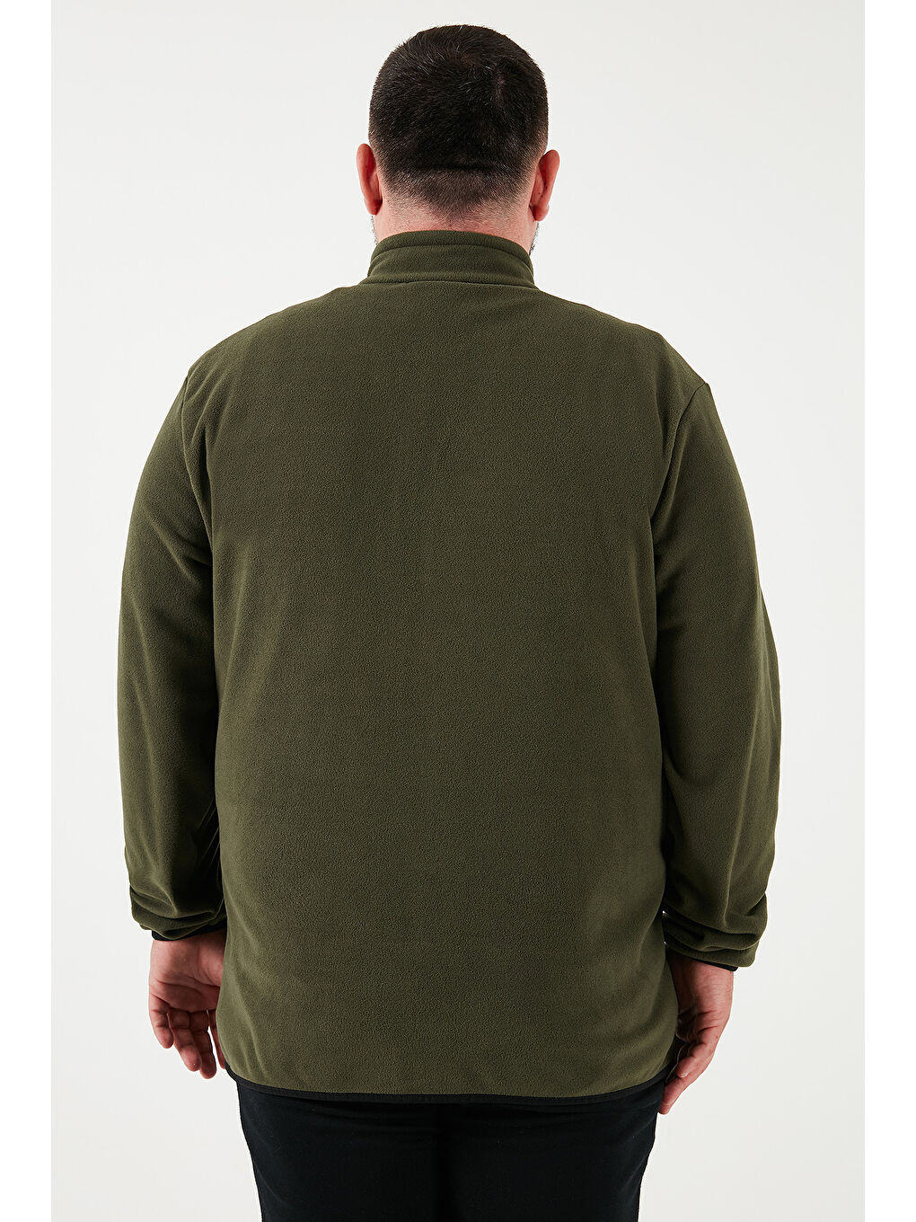 Yeşil Regular Fit Dik Yaka Fermuarlı Büyük Beden 2'li Paket Polar Hırka 5906028BS2-4