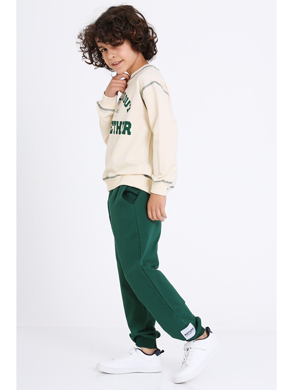 Erkek Çocuk Yeşil Let's Go Out Together Baskı 5-9 Yaş Takım - 23307-2-2