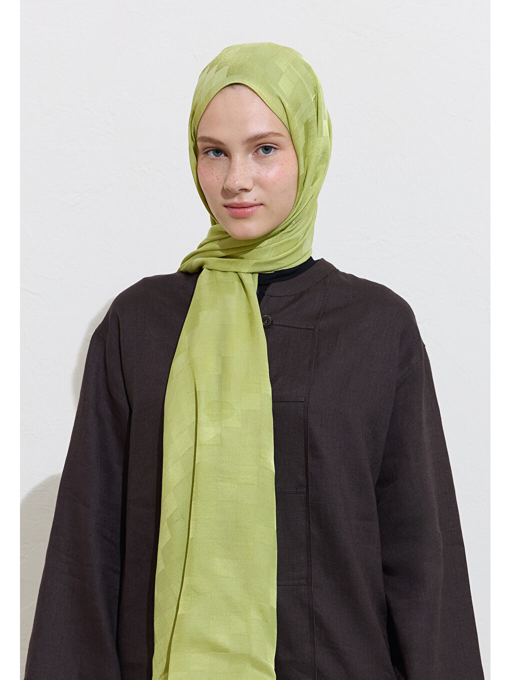 Nori İpek Jakar Şal Fıstık Yeşili-1