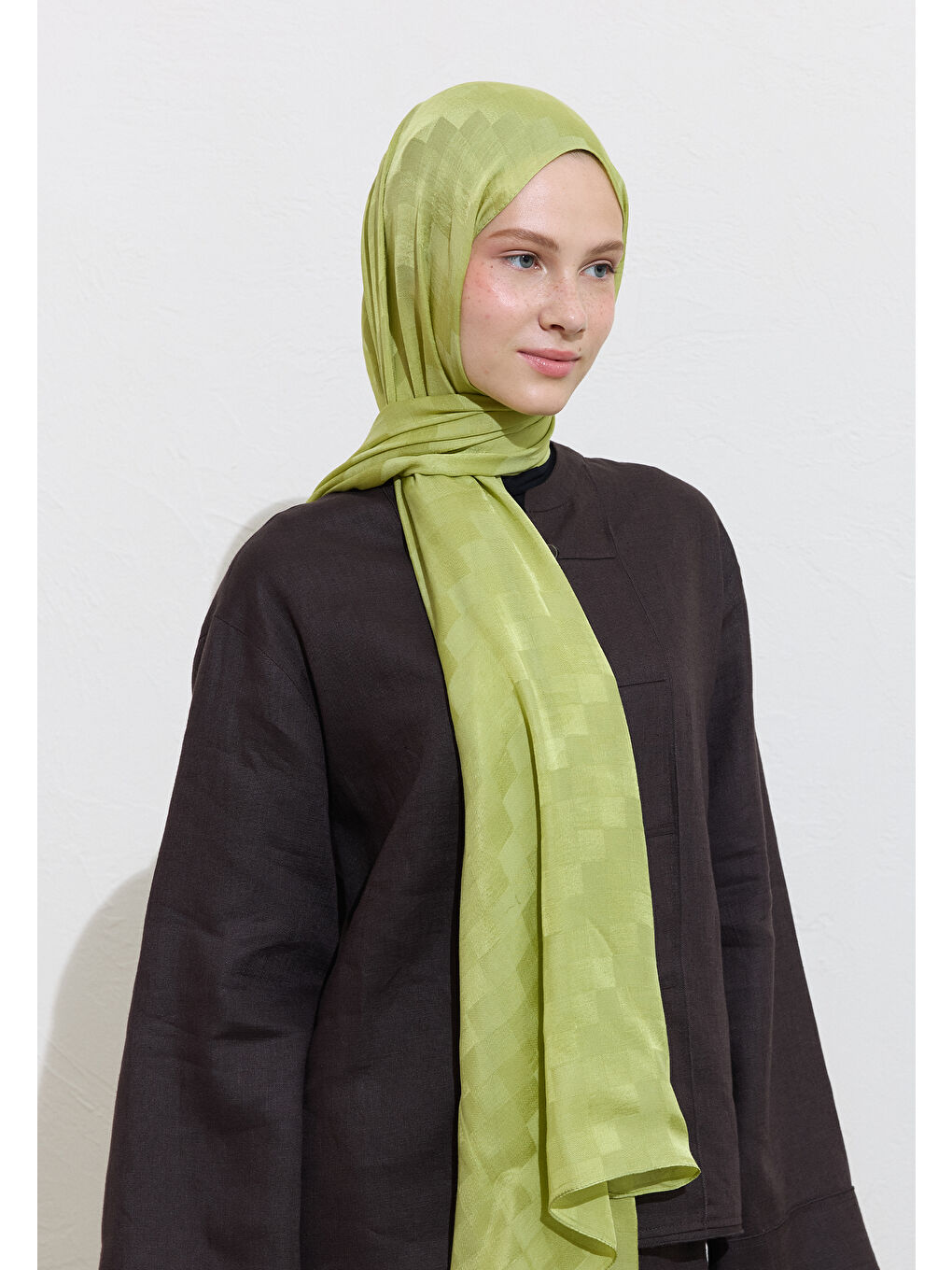Nori İpek Jakar Şal Fıstık Yeşili-2