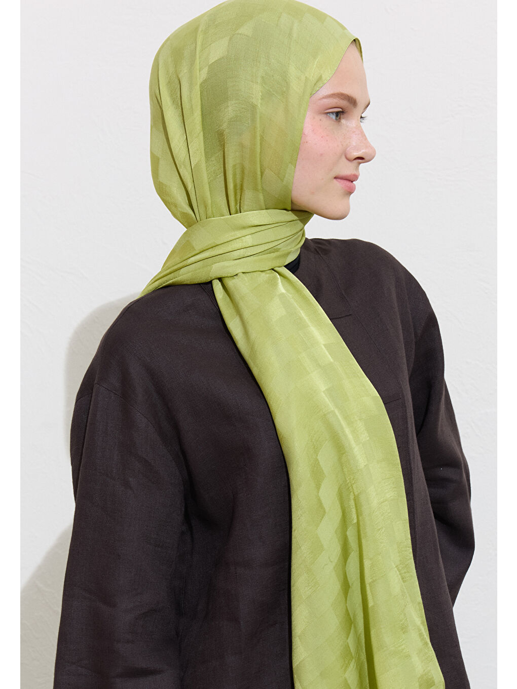 Nori İpek Jakar Şal Fıstık Yeşili-3