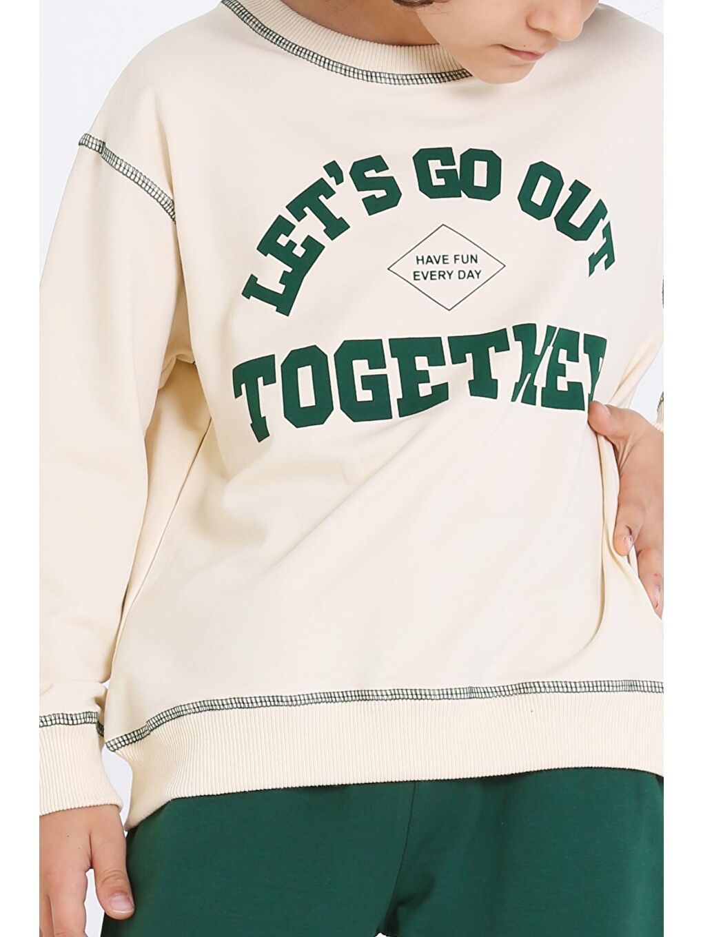Erkek Çocuk Yeşil Let's Go Out Together Baskı 5-9 Yaş Takım - 23307-2-3