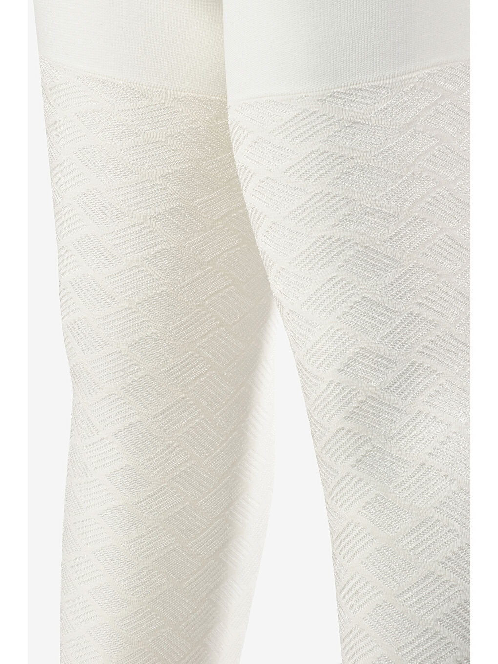 Ekru Zincir Desen Kız Çocuk Külotlu Çorap-1