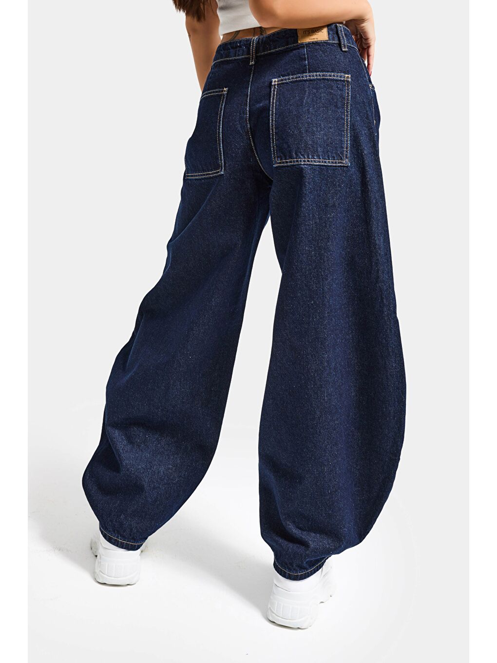 Kadın İndigo Selvedge 7s6-50 Mega Balon Fit %100 Pamuk Denim Jean-3