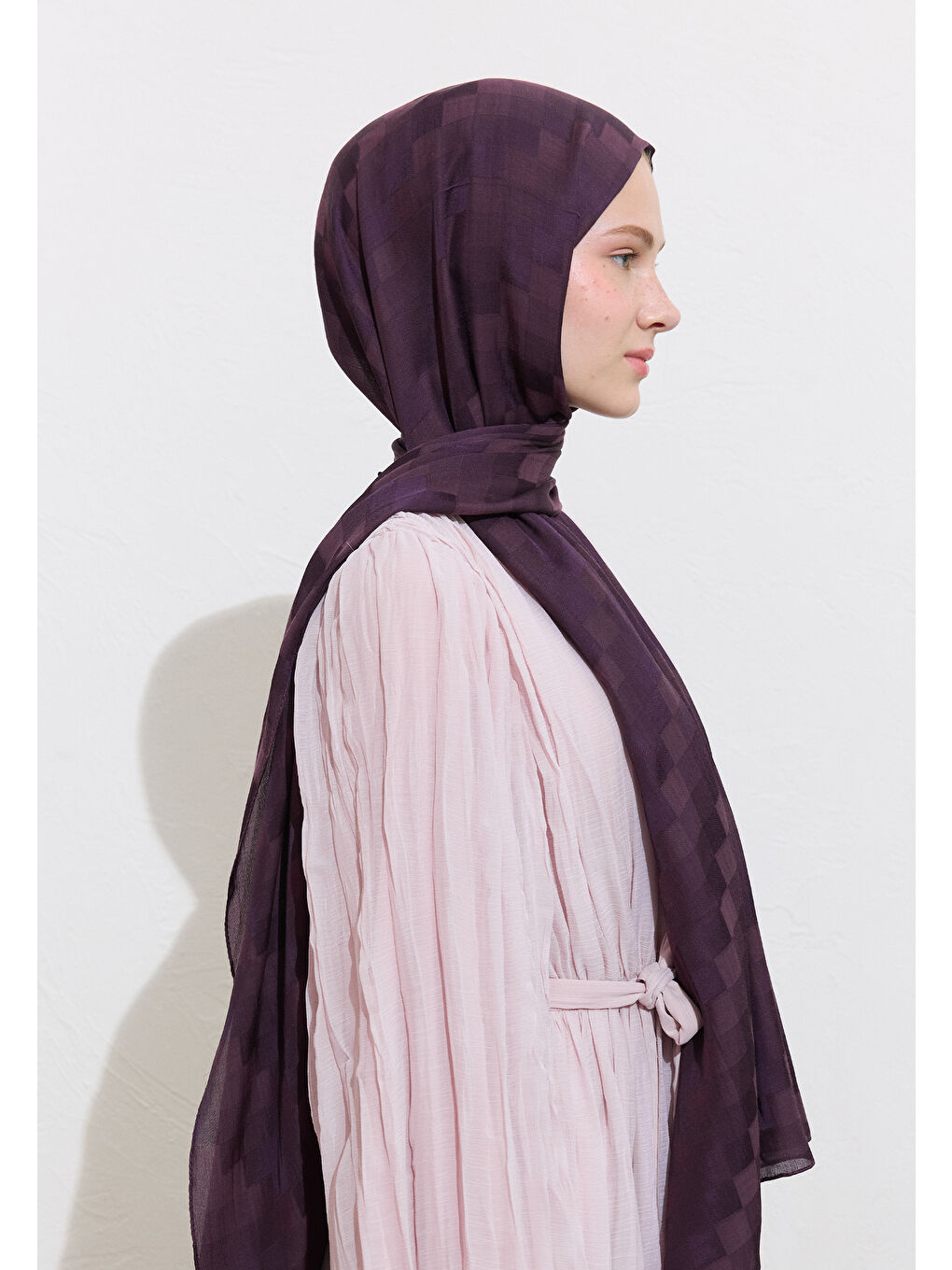 Nori İpek Jakar Şal Mor-2