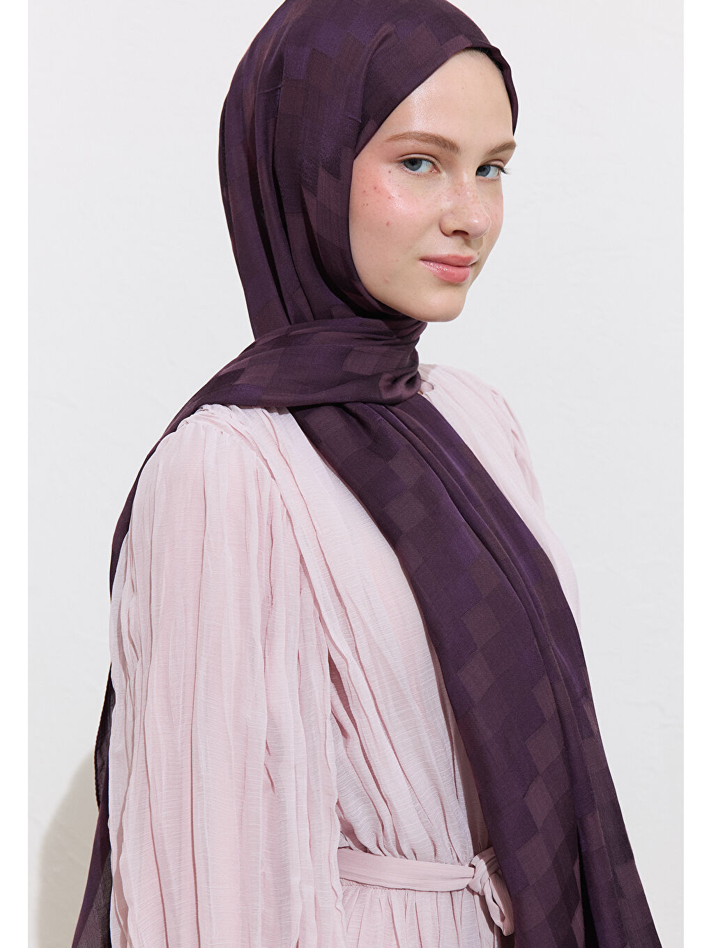 Nori İpek Jakar Şal Mor-3