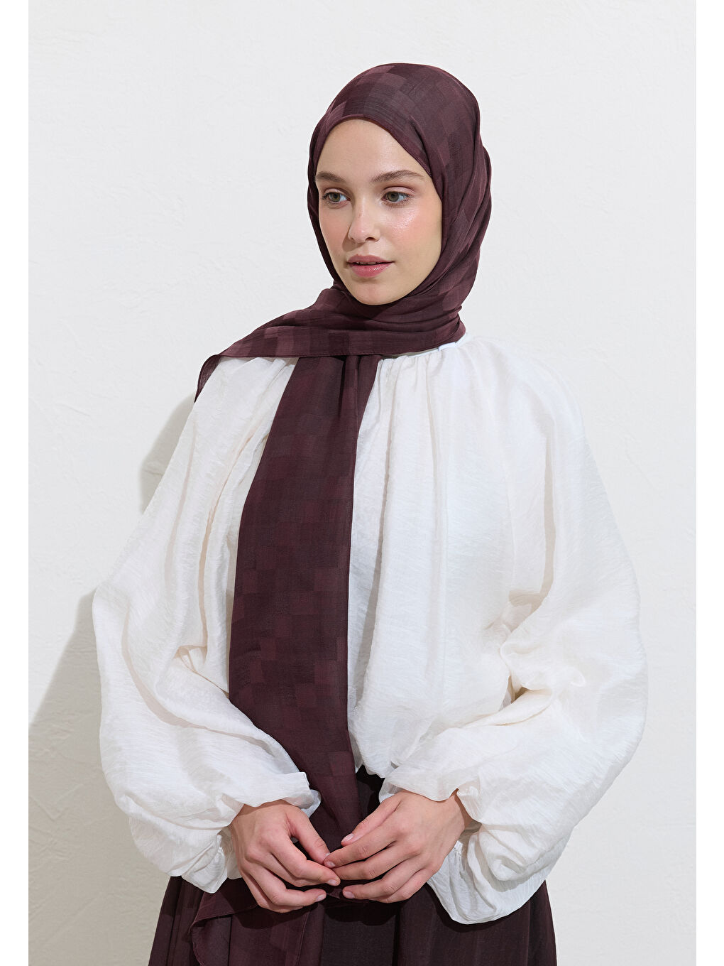 Bordo Nori İpek Jakar Şal Erik Çürüğü-1