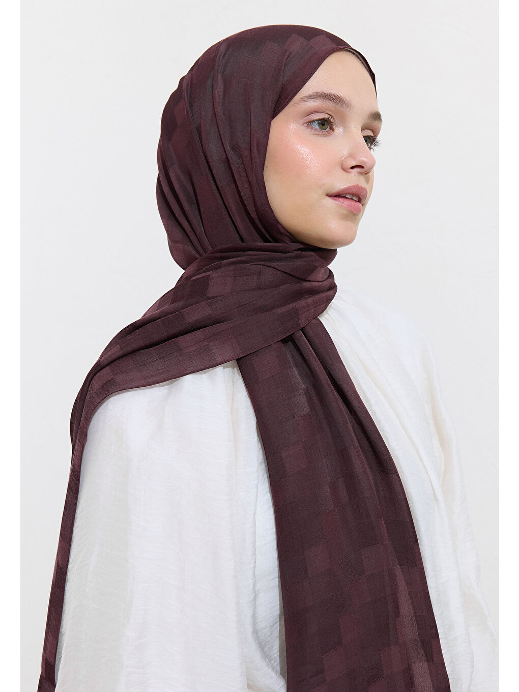 Bordo Nori İpek Jakar Şal Erik Çürüğü-2