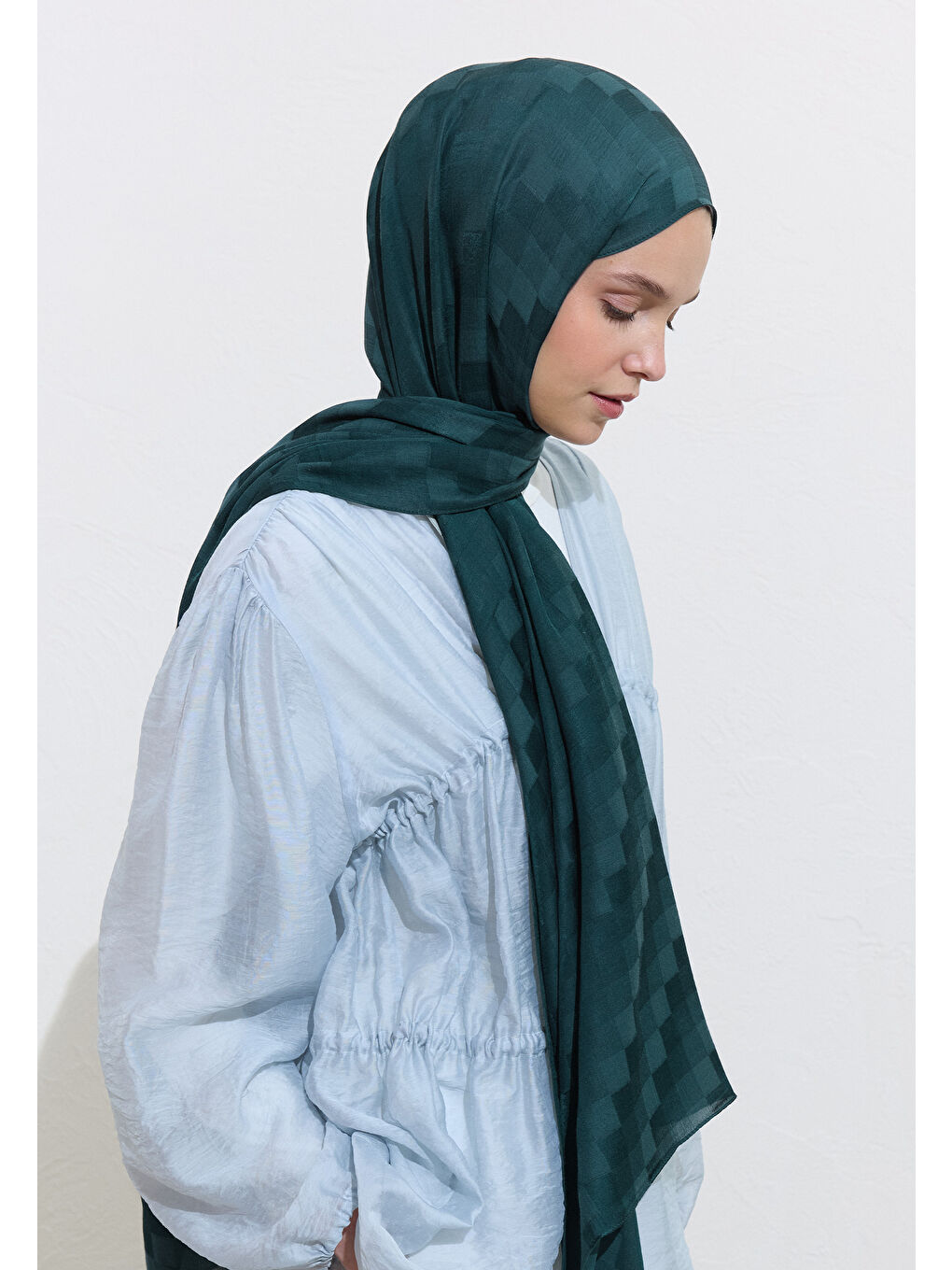 Nori İpek Jakar Şal Petrol-2