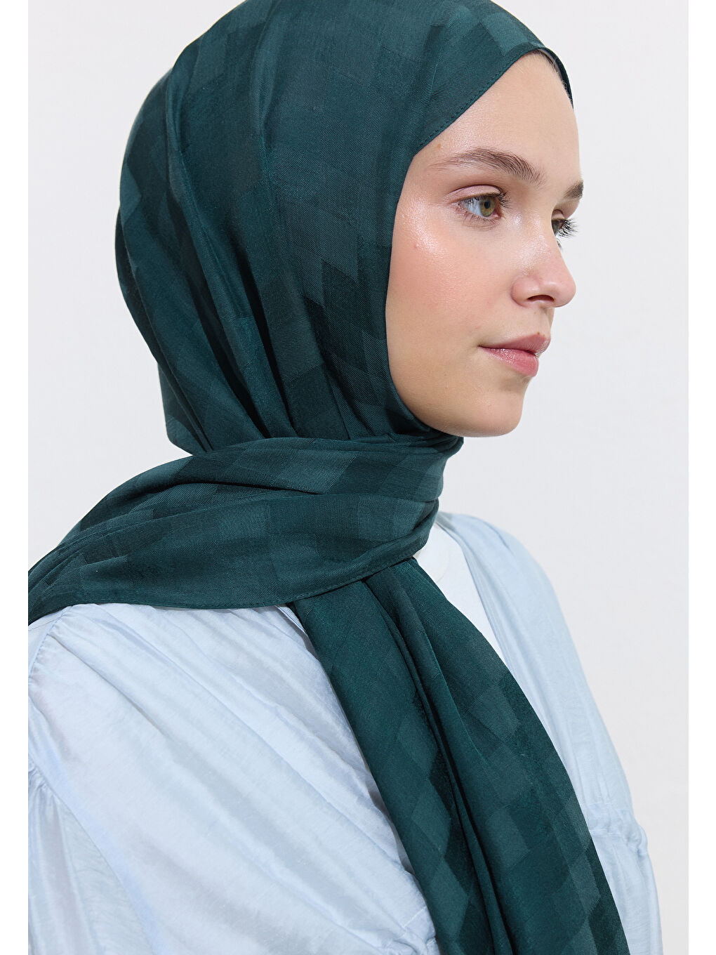 Nori İpek Jakar Şal Petrol-3