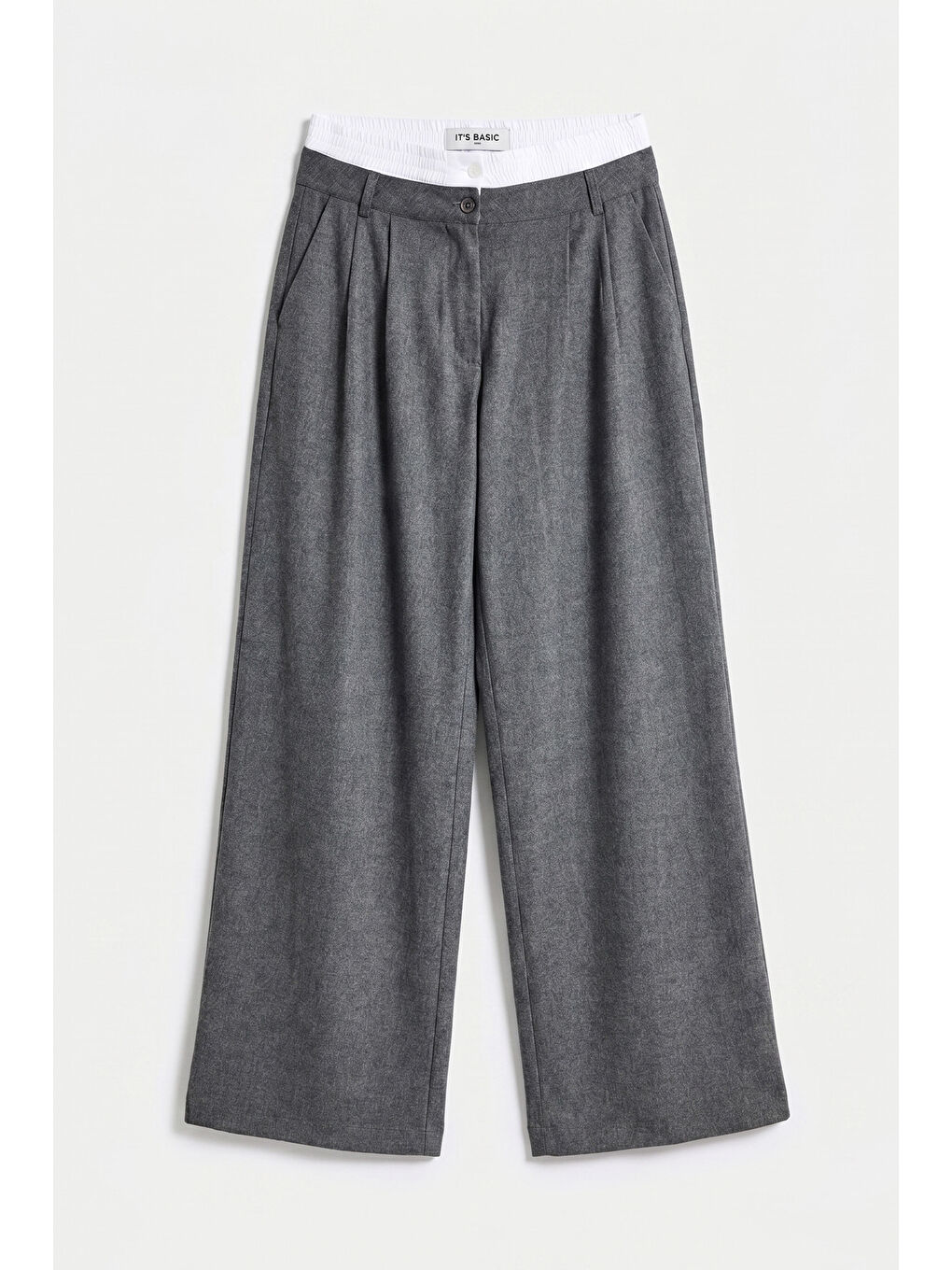 Kadın Antrasit s6 Palazzo Fit Boxer Kemer Detaylı Poliviskon Kumaş Pantolon-6