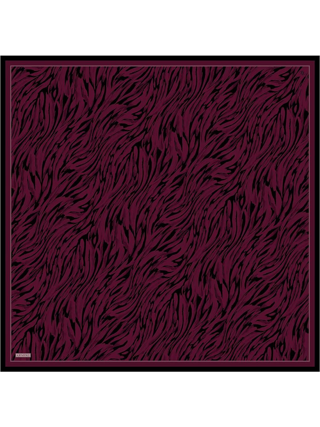 Bordo Klasik Desenli Saf İpek Twill Eşarp 9435D 44-3