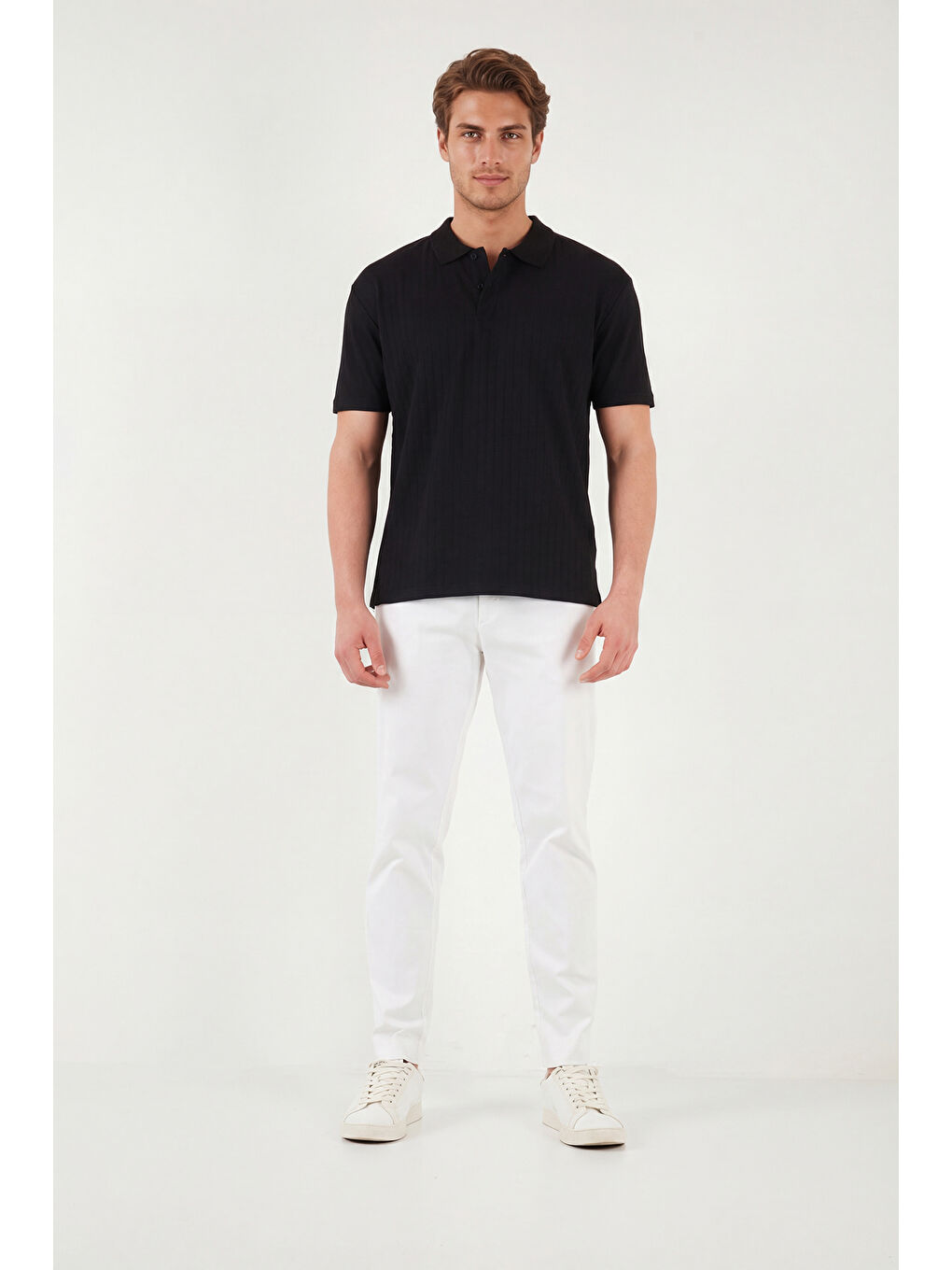 Siyah Pamuklu Kısa Kollu Düğmeli Polo T Shirt 5904051-2