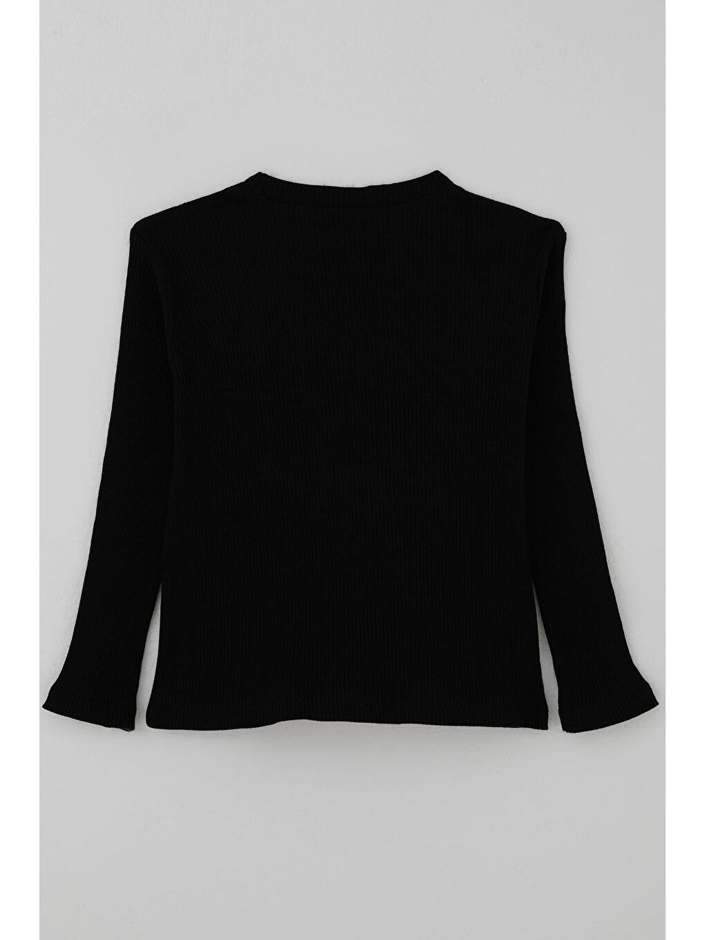 Kız Çocuk Uzun Kollu Tişört İncili Aplike Leopar Ayıcık Nakışlı Siyah (5-10 Yaş)-2