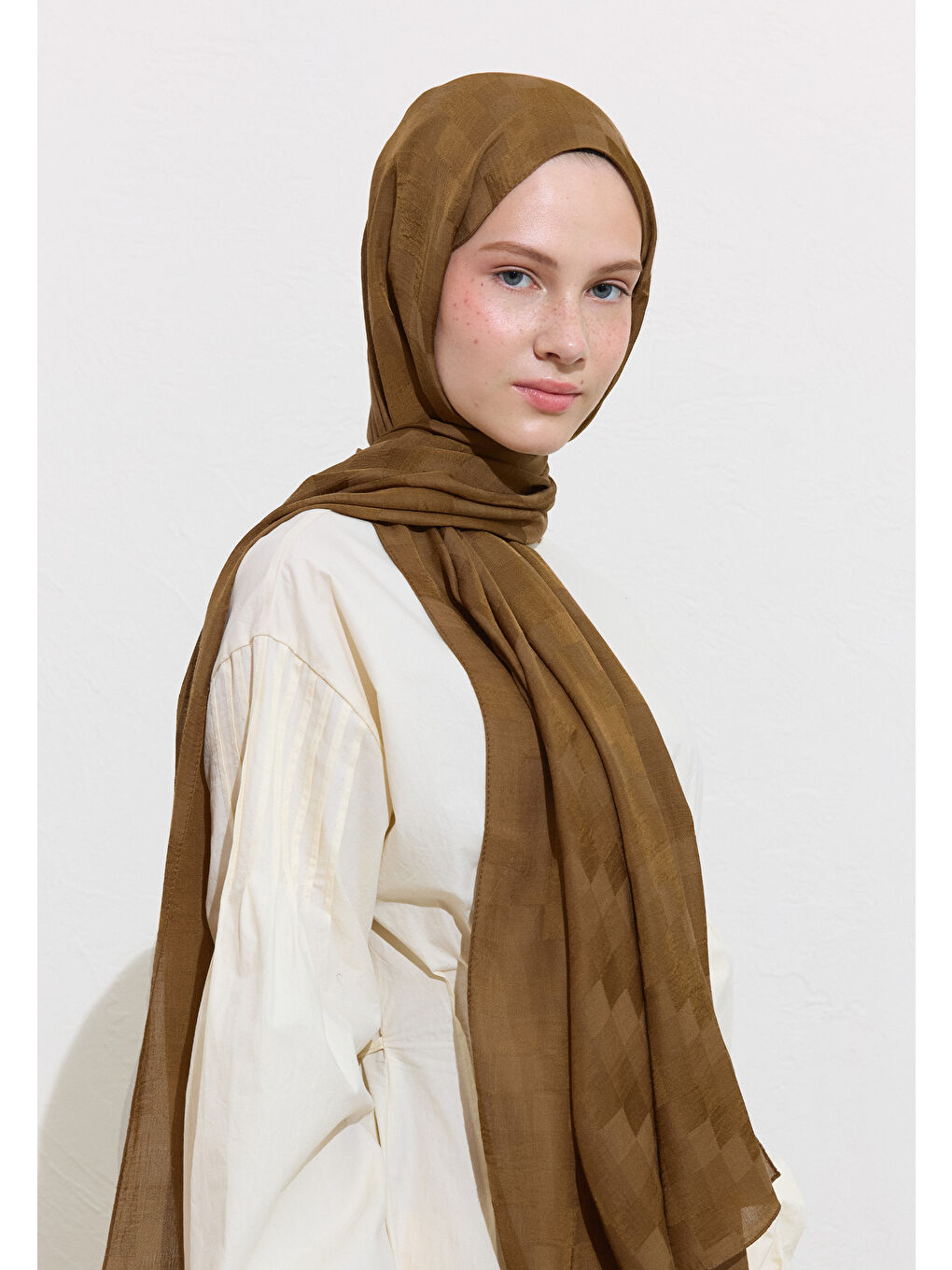 Kahverengi Nori İpek Jakar Şal Sütlü Kahve-1