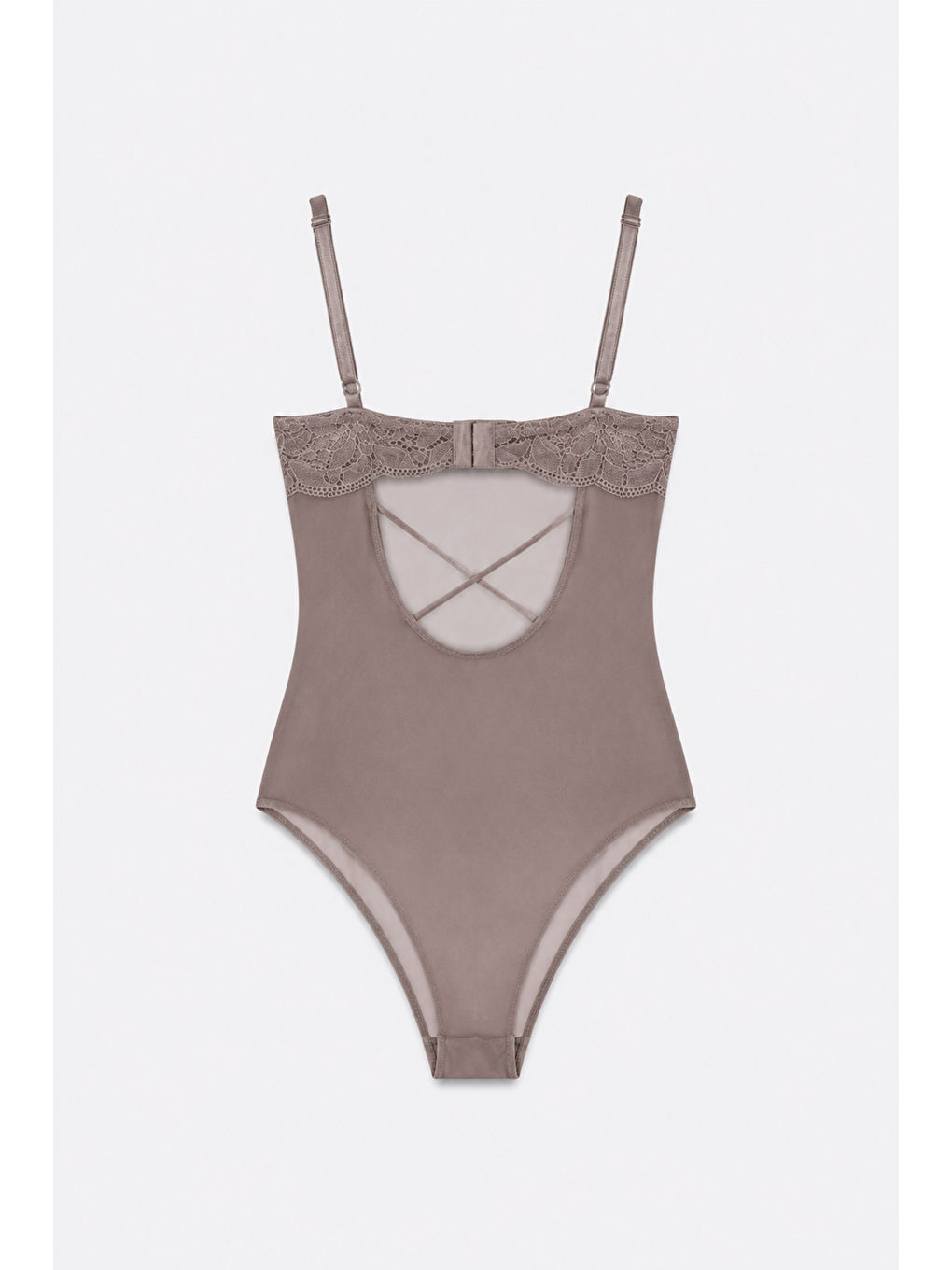 Bej Push Up Dantel Detaylı Bodysuit C15099 Vizon-1