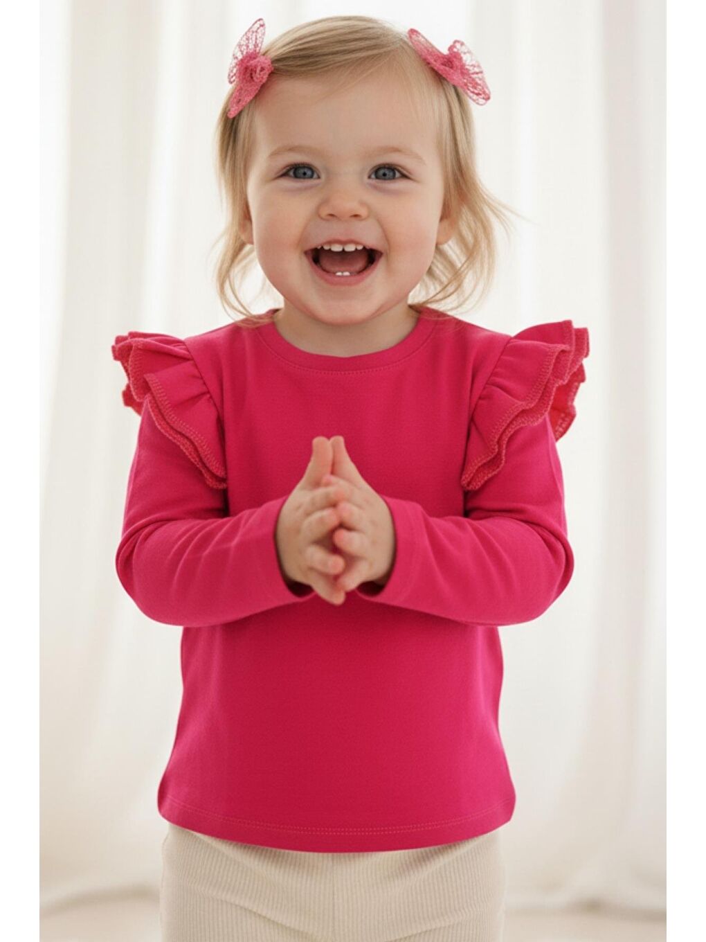 Kız Bebek Uzun Kollu Fuşya Body Toka Takım-1