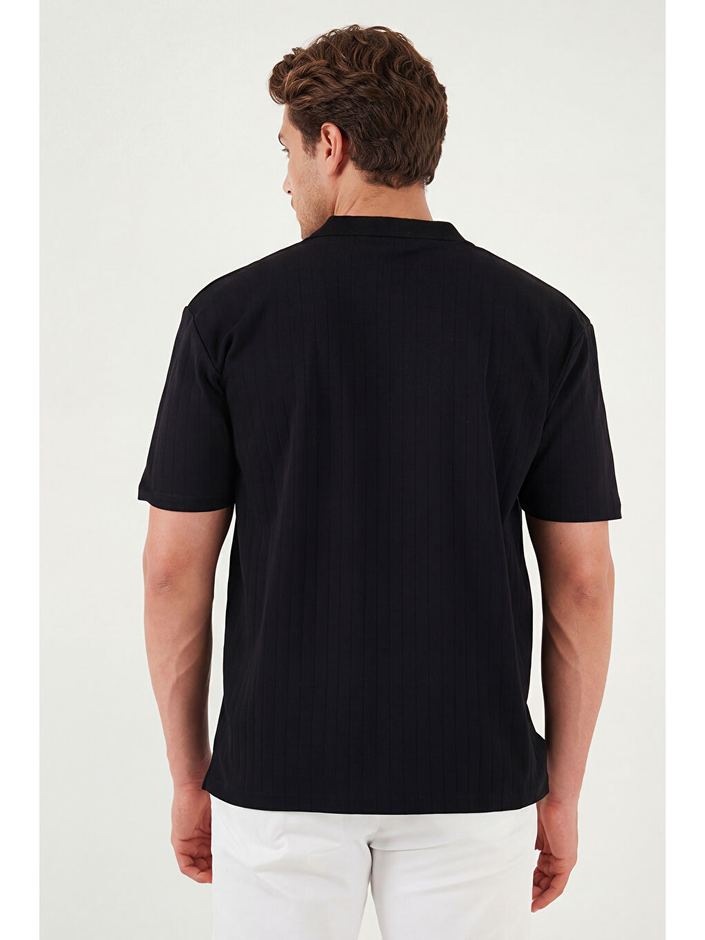 Siyah Pamuklu Kısa Kollu Düğmeli Polo T Shirt 5904051-6