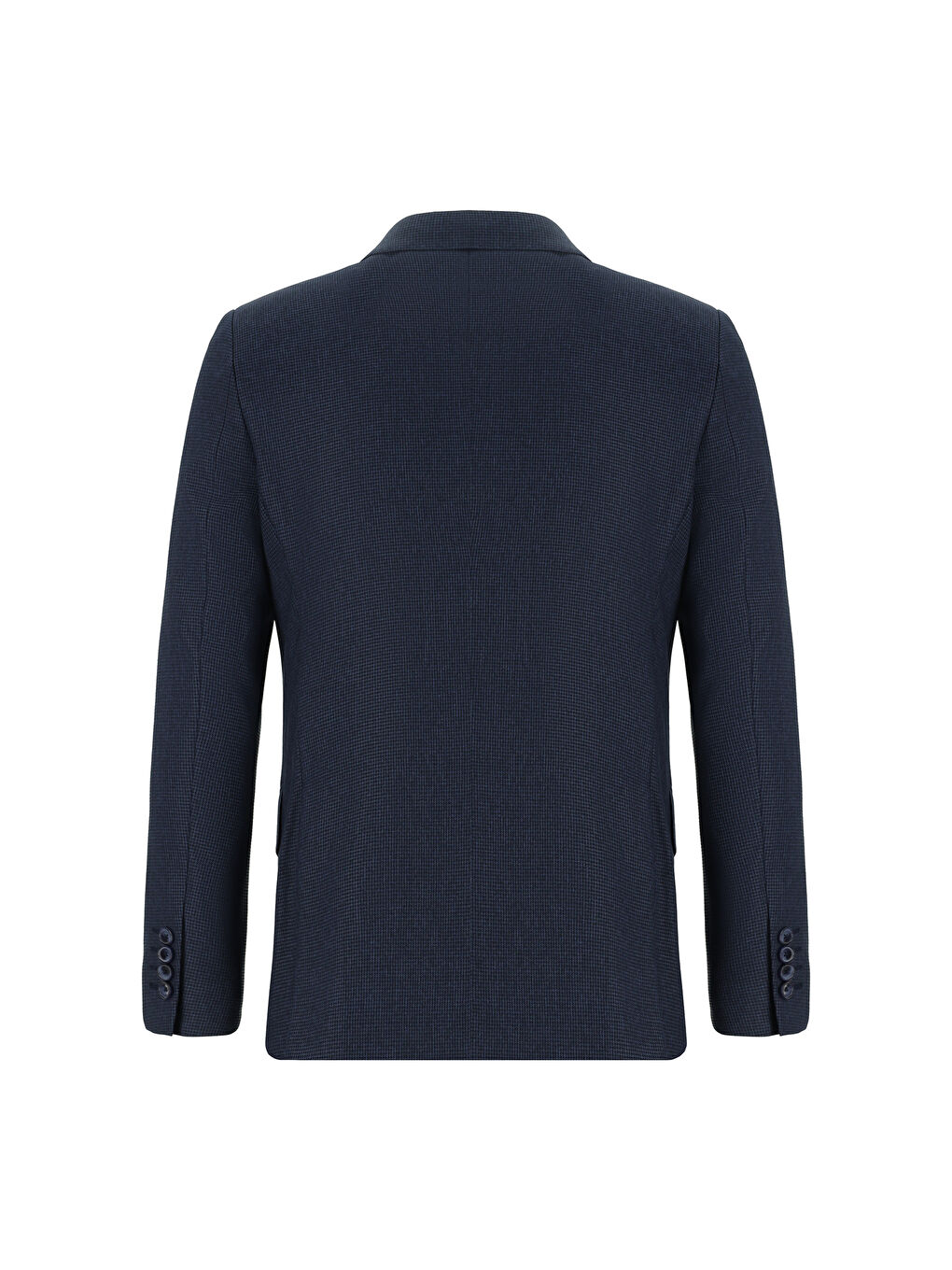 Lacivert Slim Fit Dar Kesim Desenli Kruvaze Takım Elbise-2